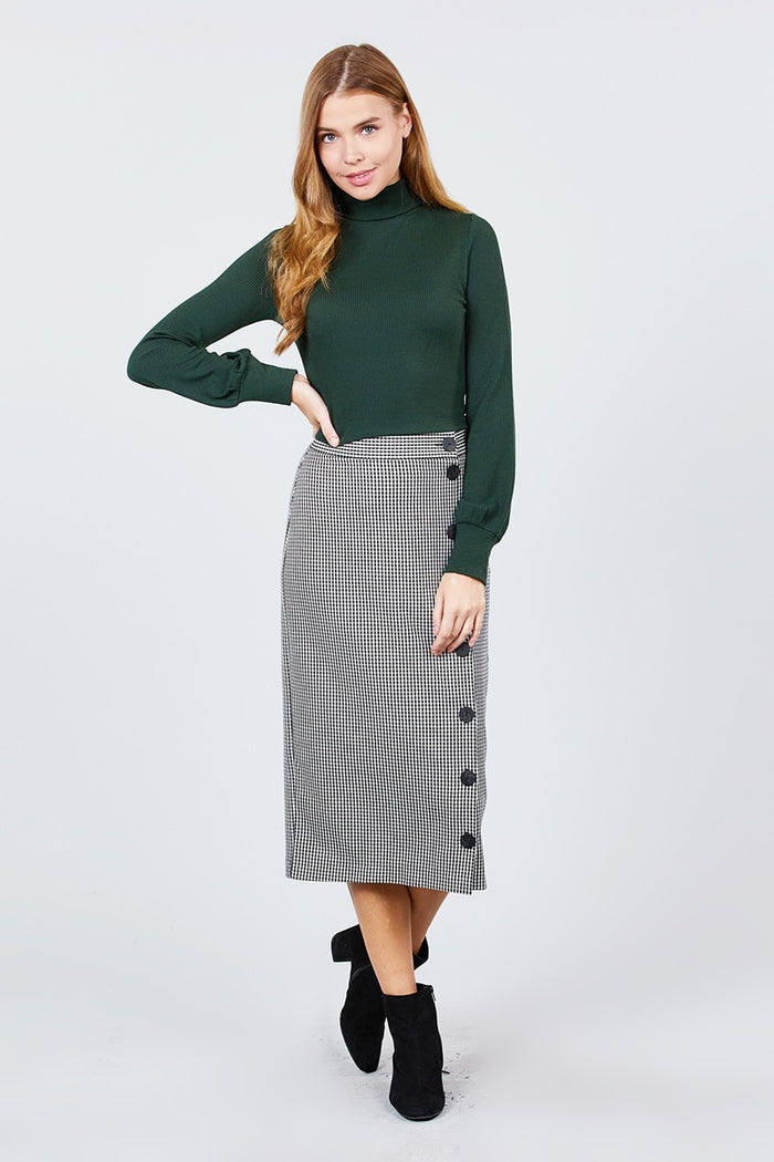 Long Sleeve Turtle Neck Rib Knit Top