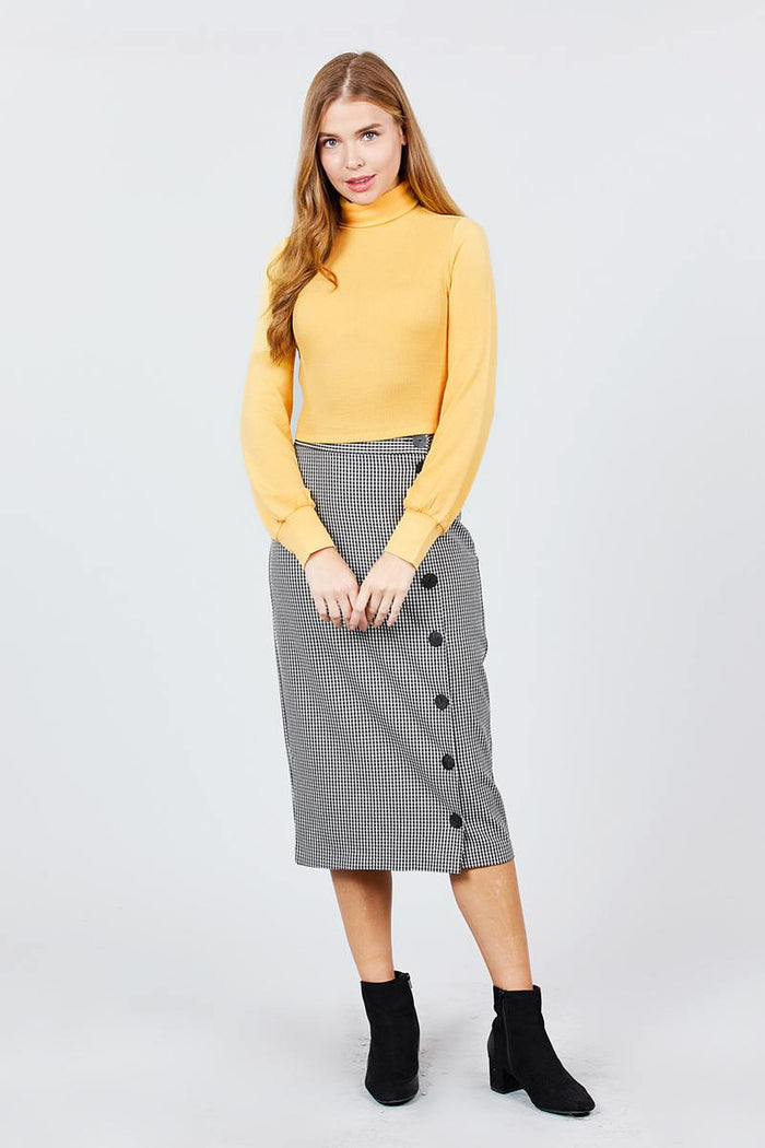 Long Sleeve Turtle Neck Rib Knit Top