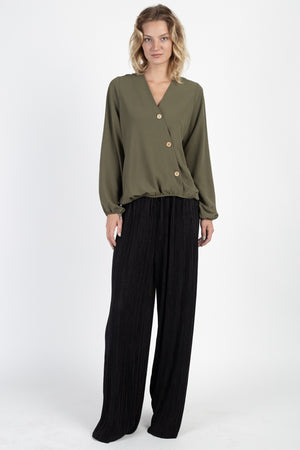 Asymmetrical Button Front Top