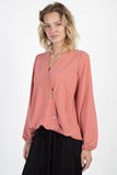 Asymmetrical Button Front Top