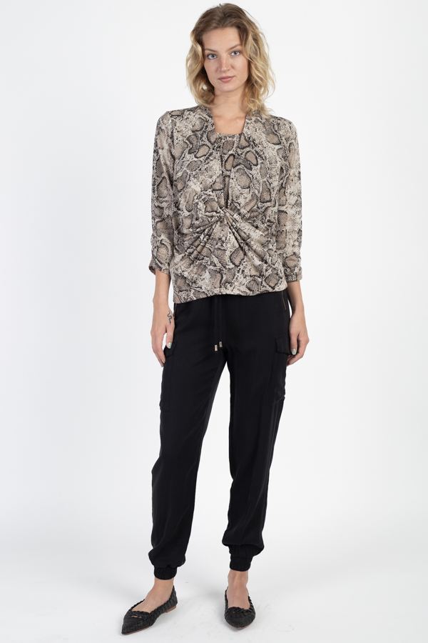 Snake Skin Twist Front Top