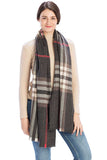 Pleated Plaid Pattern Scarf