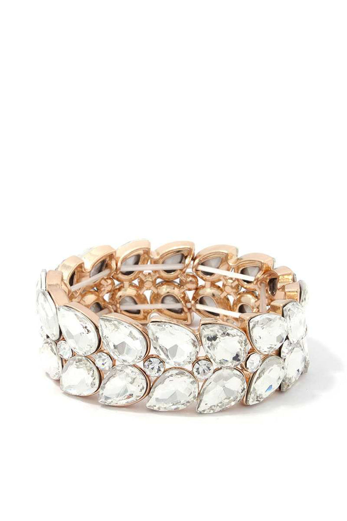 Teardrop Shape Rhinestone Stretch Bracelet