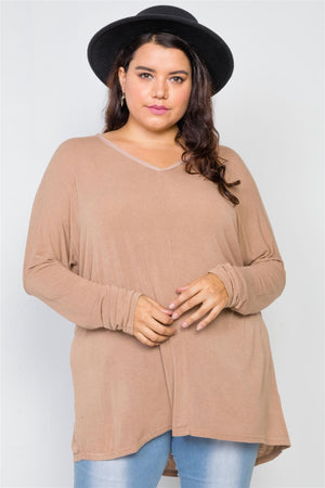 Plus Size Basic Over Sized Long Sleeve Top