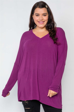 Plus Size Basic Over Sized Long Sleeve Top