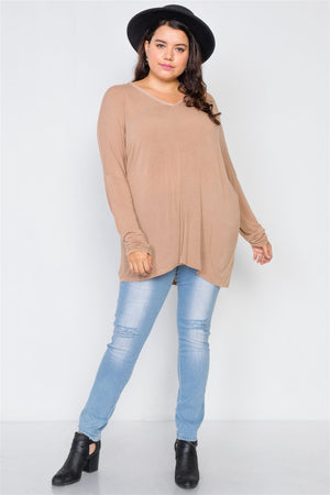 Plus Size Basic Over Sized Long Sleeve Top