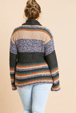 Multicolor Striped Fuzzy Knit Long Sleeve Pullover