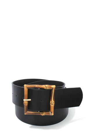 Bamboo Buckle Pu Leather Belt