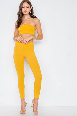 Ribbed Crop Tube Top & Ankle Legging Set