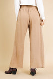 Linen Blend High Waist Paperbag Wide Leg Pant