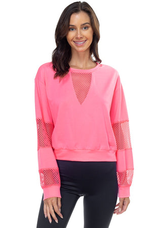 Mesh Long Sleeve Pullover Sweater