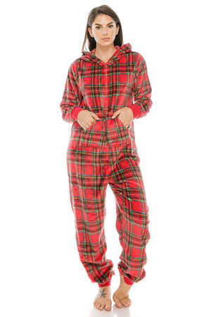 Flannel Jumpsuit Pj W/ Hoodie