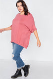 Plus Size Batwing Short Sleeve Drop-shoulder Top