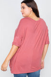 Plus Size Batwing Short Sleeve Drop-shoulder Top