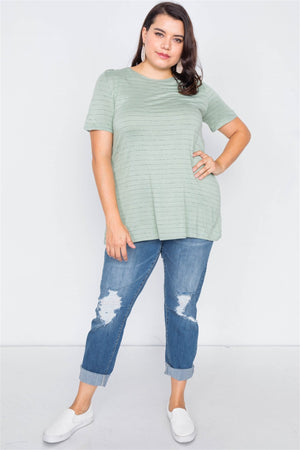 Plus Size Cut Out Back Bow Short Sleeve Top