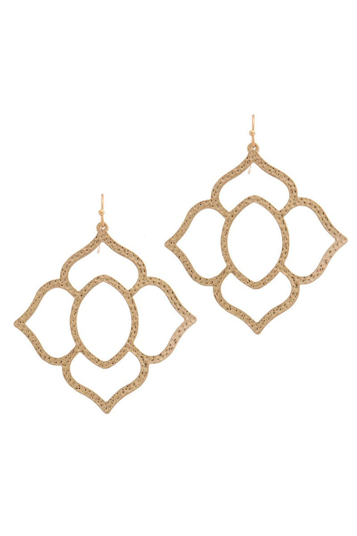 Hammered Pointed Moroccan Shape Drop Earring