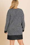 Heathered Knit Long Sleeve Round Neck Dress