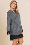 Heathered Knit Long Sleeve Round Neck Dress