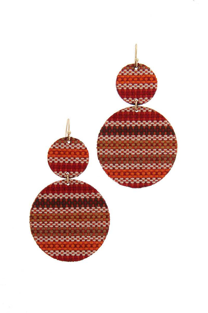 Double Circle Fabric Drop Earring