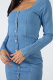 Square Neck Denim Dress