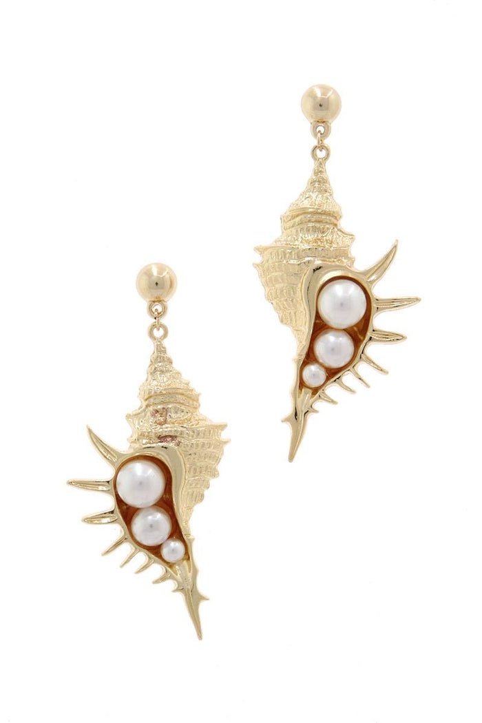 Stylish Trendy Sea Shell And Pear Earring