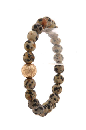 Hammered Metal Ball Beaded Stretch Bracelet