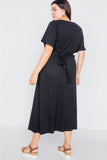 Plus Size Cotton V-neck Wrap Opal Button Down Maxi Dress