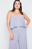 Plus Size Off-the-shoulder Flounce Wide Leg Jumpsuit