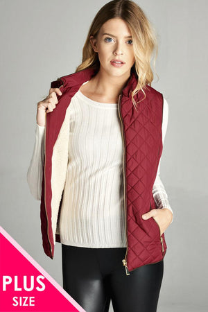 Faux Shearling Lined Quilted Padding Vest