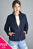 Quilted Padding Jacket With Suede Piping Details