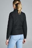 Quilted Padding Jacket With Suede Piping Details