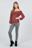 Long Sleeve Fold Over Off The Shoulder Chenille Sweater