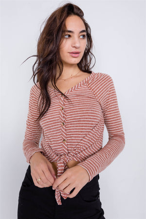 Washed Cotton Front Tie Crop Top