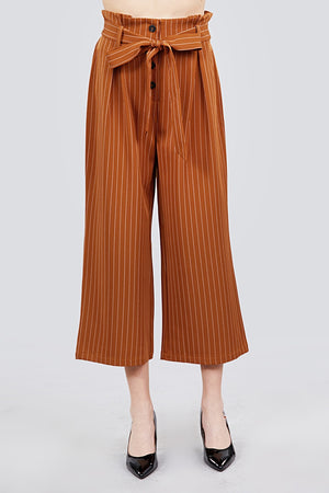 Button Down Paperbag Cullote Stripe Pants