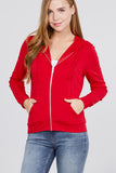 Long Sleeve Zipper French Terry Jacket W/ Kangaroo Pocket