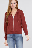 Long Sleeve Zipper French Terry Jacket W/ Kangaroo Pocket