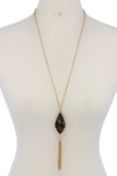 Acetate Moroccan Shape Chain Tassel Pendant Necklace