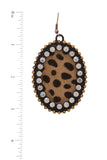 Animal Print Pattern Genuine Leather Circle Drop Earring