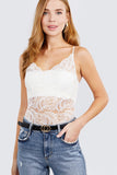 W neck w/scallop detail cami lace bodysuit