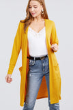 Long Dolman Sleeve Open Front W/pocket Pointelle Rib Long Cardigan