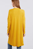 Long Dolman Sleeve Open Front W/pocket Pointelle Rib Long Cardigan