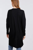 Long Dolman Sleeve Open Front W/pocket Pointelle Rib Long Cardigan