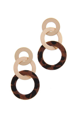 Animal Print Circle Metal Post Drop Earring