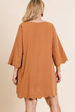 3/4 Sleeve Round Neck Dress