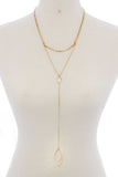 Cutout Pointed Oval Y-shaped Layered Long Necklace