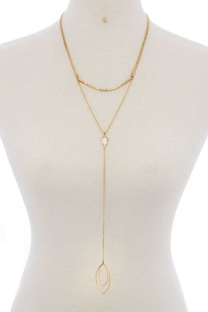 Cutout Pointed Oval Y-shaped Layered Long Necklace