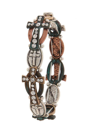 Rhinestone Cross Stretch Bracelet