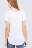 Short Raglan Sleeve Round Neck W/pocket Rayon Spandex Top