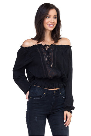 Off Shoulder Embroidered Shirt