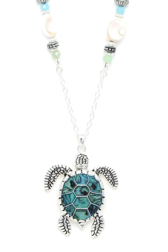 Turtle Pendant Beaded Necklace